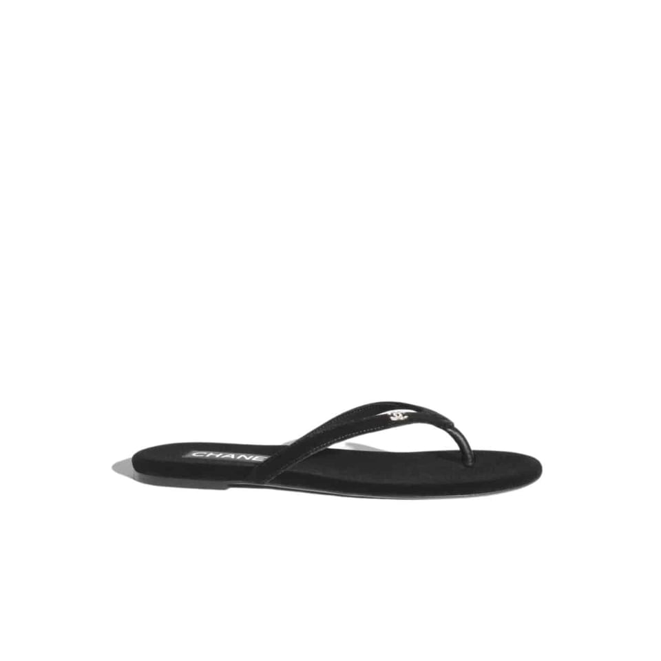 Chanel Thongs Slipper Velvet In Black G45716 B16716 94305 view 2
