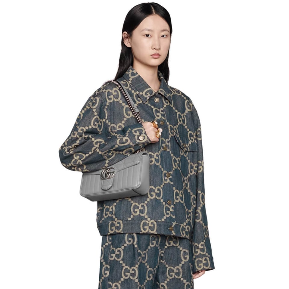 Gucci GG Marmont Small Shoulder Bag Grey view 3