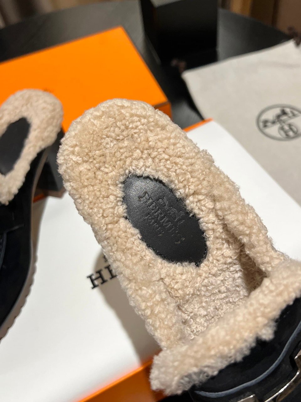 Hermes Flore 60 Mule Black view 8