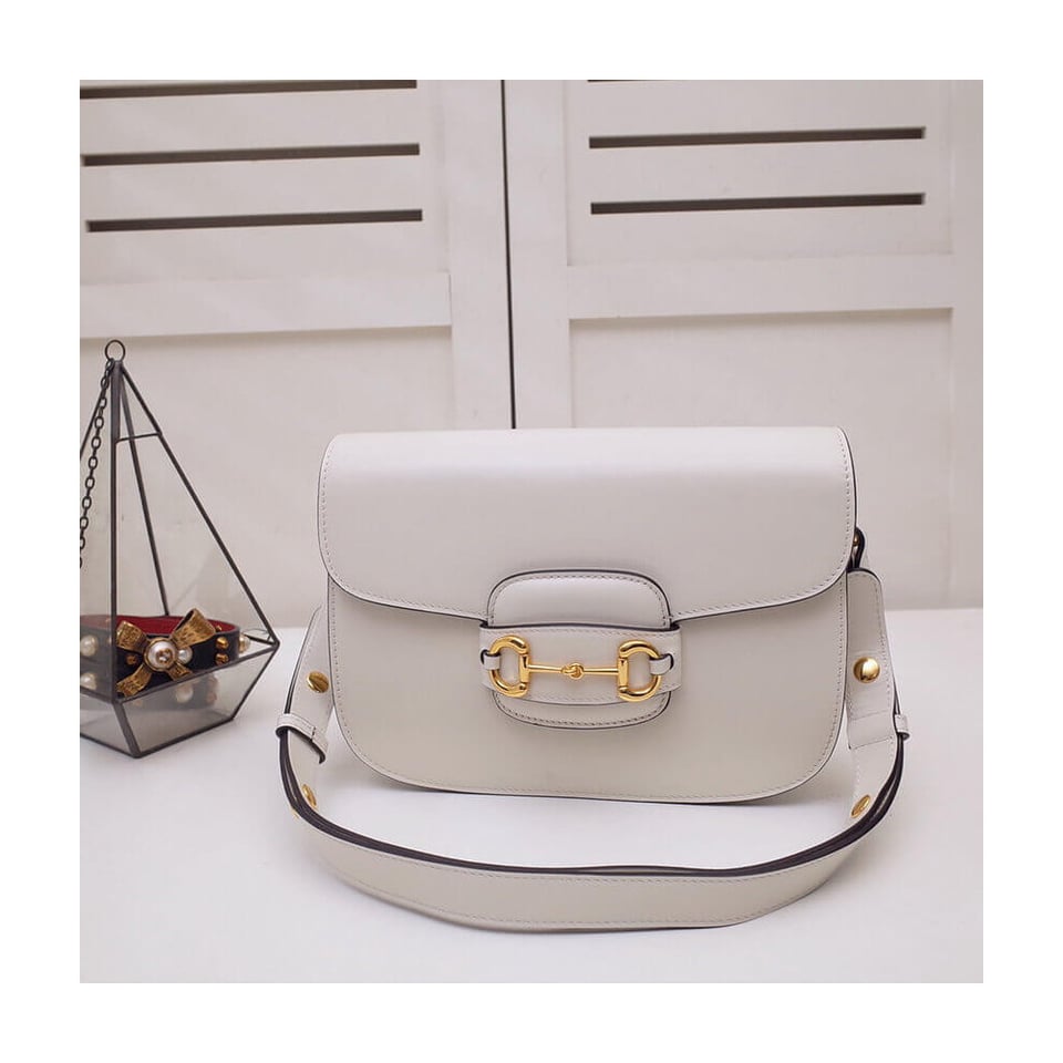 Gucci Horsebit 1955 Shoulder Bag In White Leather view 6