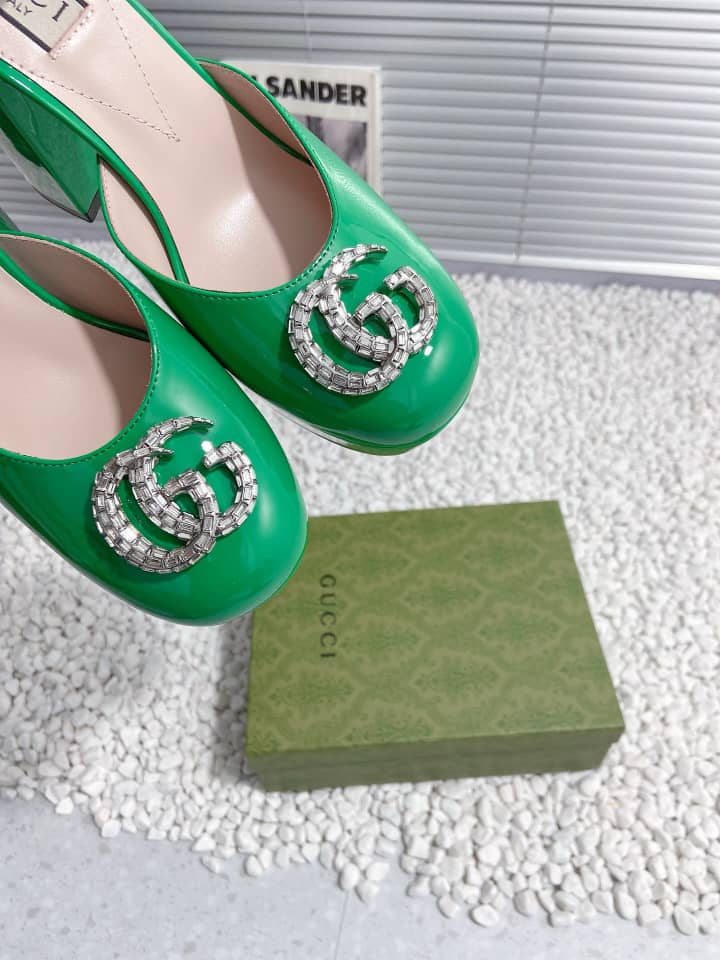 Gucci Women’S Platform Pump With Green Double G ?762386 Bnc00 3727 view 8