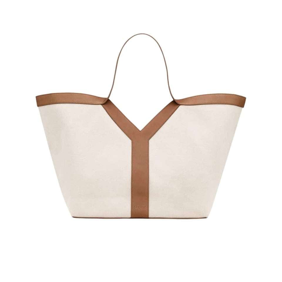 Saint Laurent Y Tote In Leather Bag White view 2