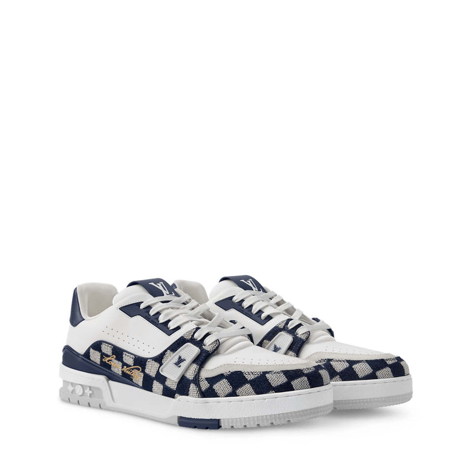 Louis Vuitton LV Trainer Sneaker Damier Denim Blue for Men 1AIKQ9 view 9
