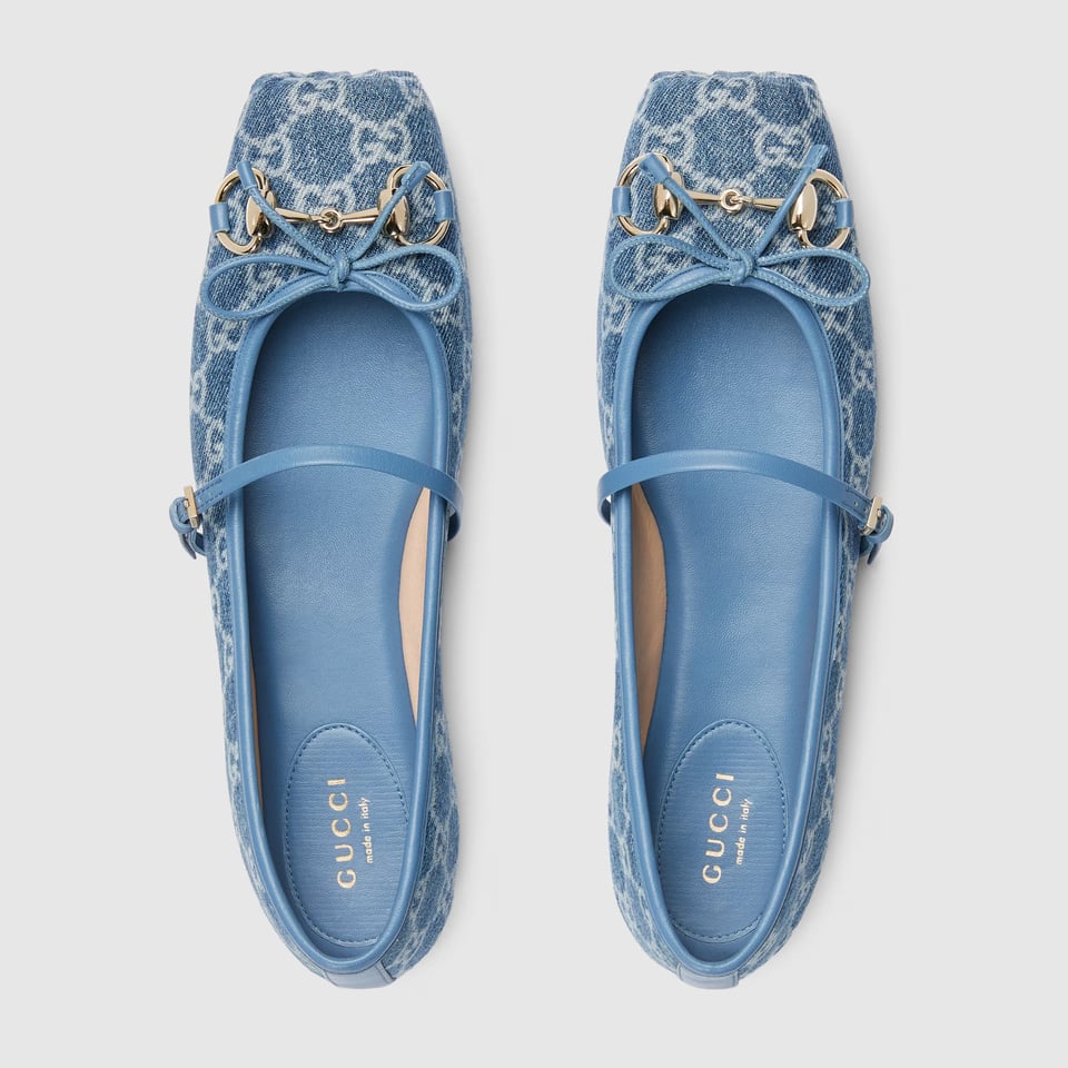 Gucci Horsebit Ballet Flat Blue GG Denim ‎814321 FAFHR 4746 For Women view 3