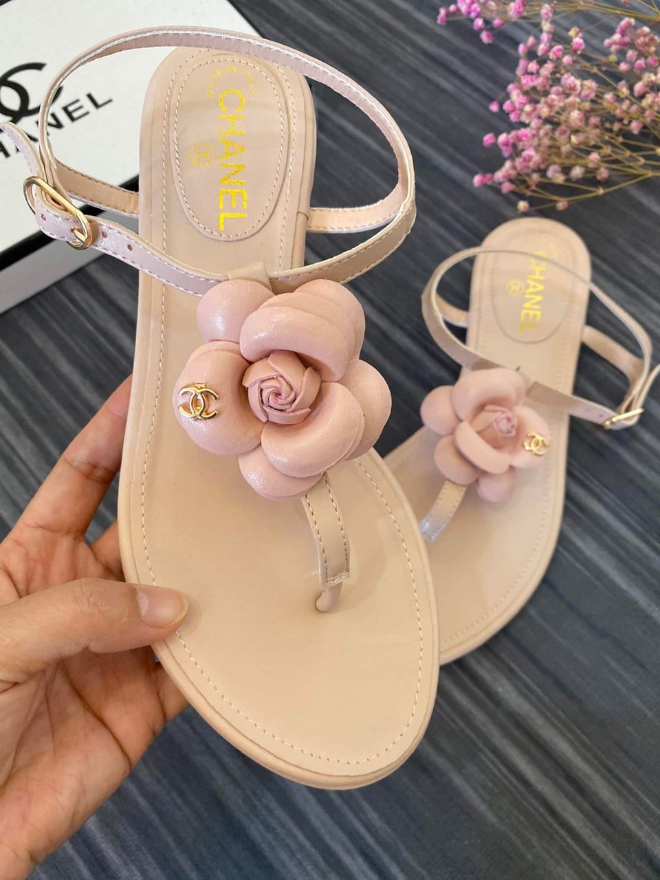 Chanel Jelly Rubber Camellia Sandals Pink view 3