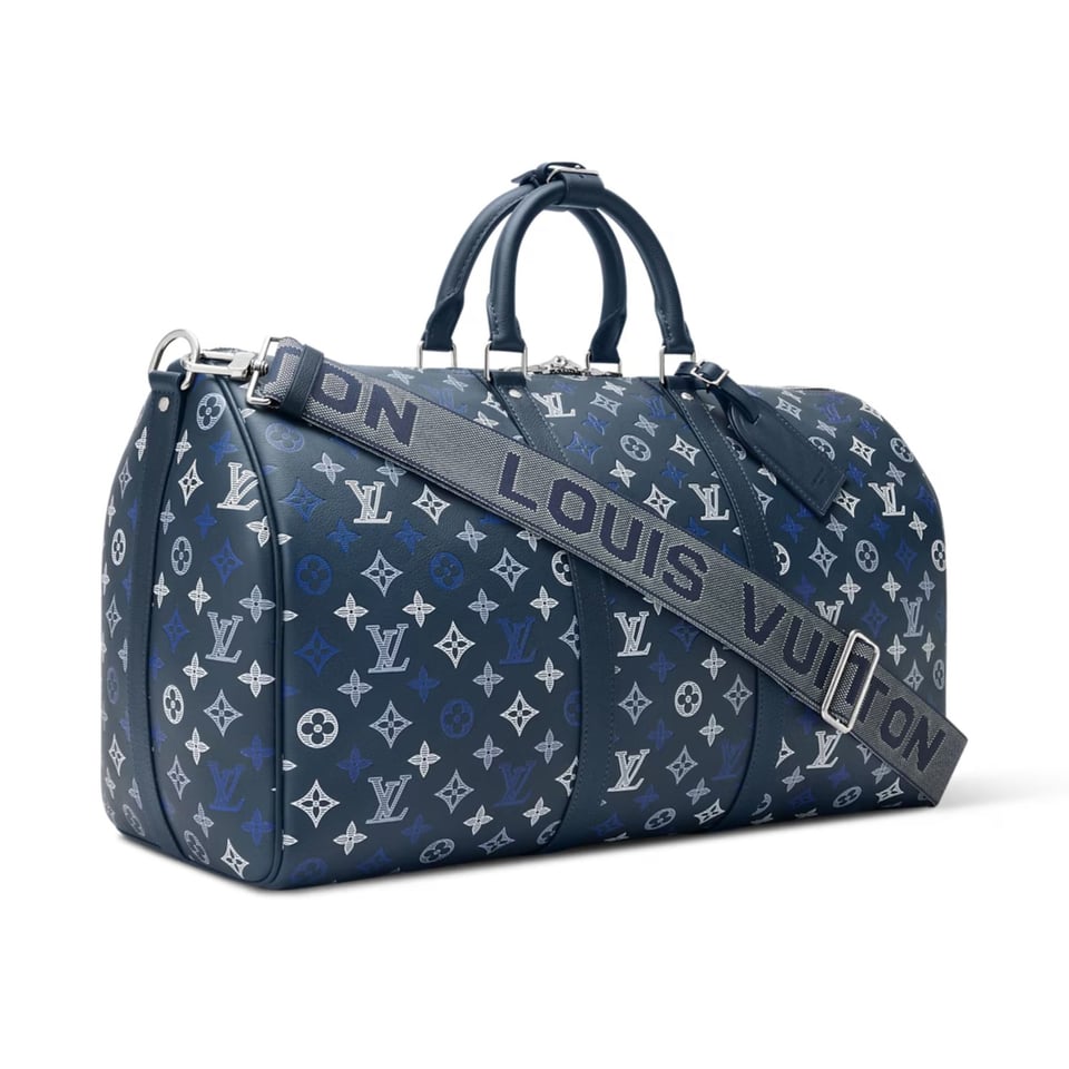 Louis Vuitton Keepall Bandoulière Bag 50cm/19.7in Navy Blue Calfskin M28836 view 2