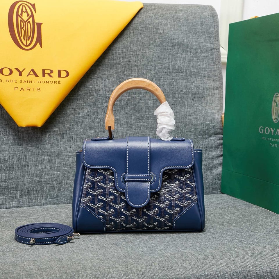 Goyard Saigon Souple Mini Bag Dark Blue Canvas 20cm view 2