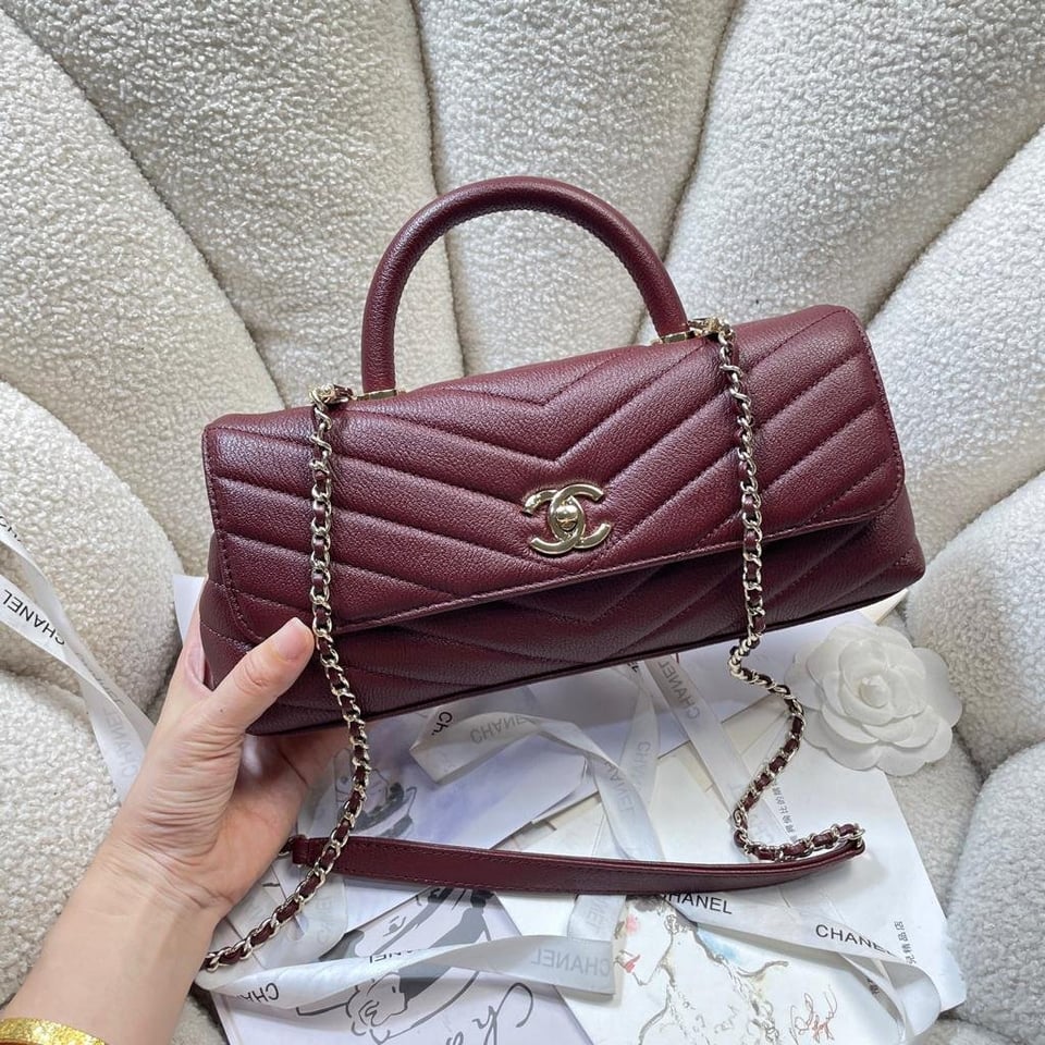 Chanel Maxi Flap Bag With Top Handle 31cm/12.2in Red AS6091 view 2
