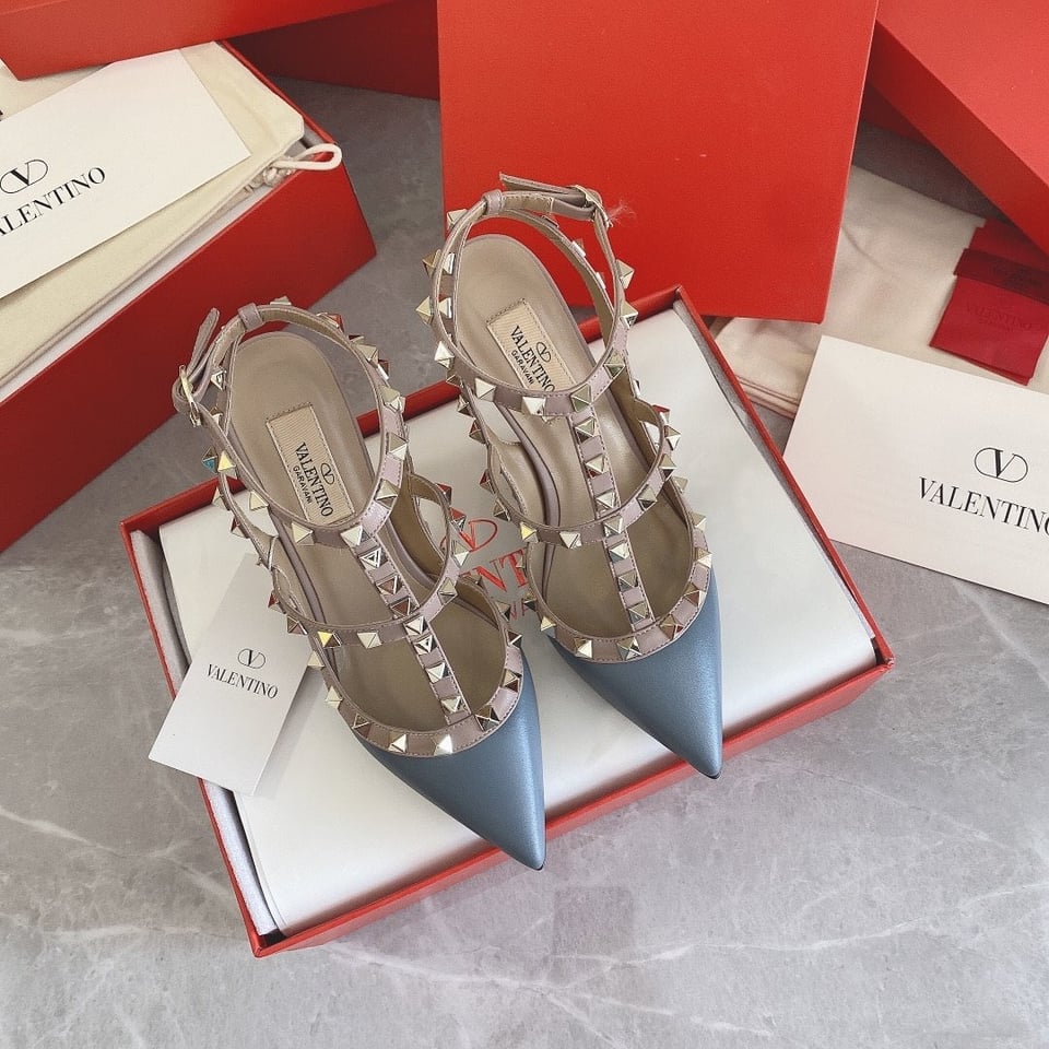 Valentino Patent Rockstud Caged Pump 100Mm Blue view 4