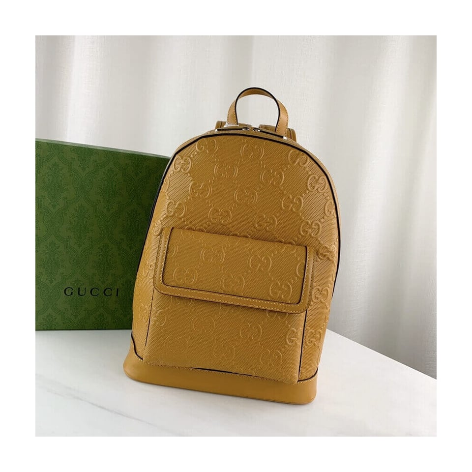 Gucci GG Embossed Backpack in Yellow Leather view 4
