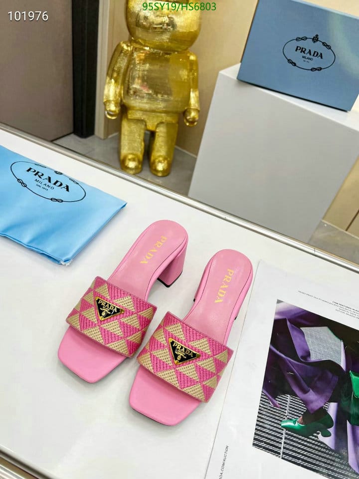 Prada Triangolo Jacquard Mules Pink view 3