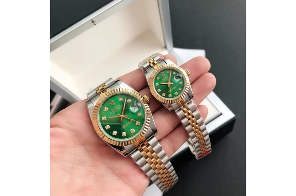 Rolex Datejust 36/28mm RG/SS Jub Green/Dial view 2