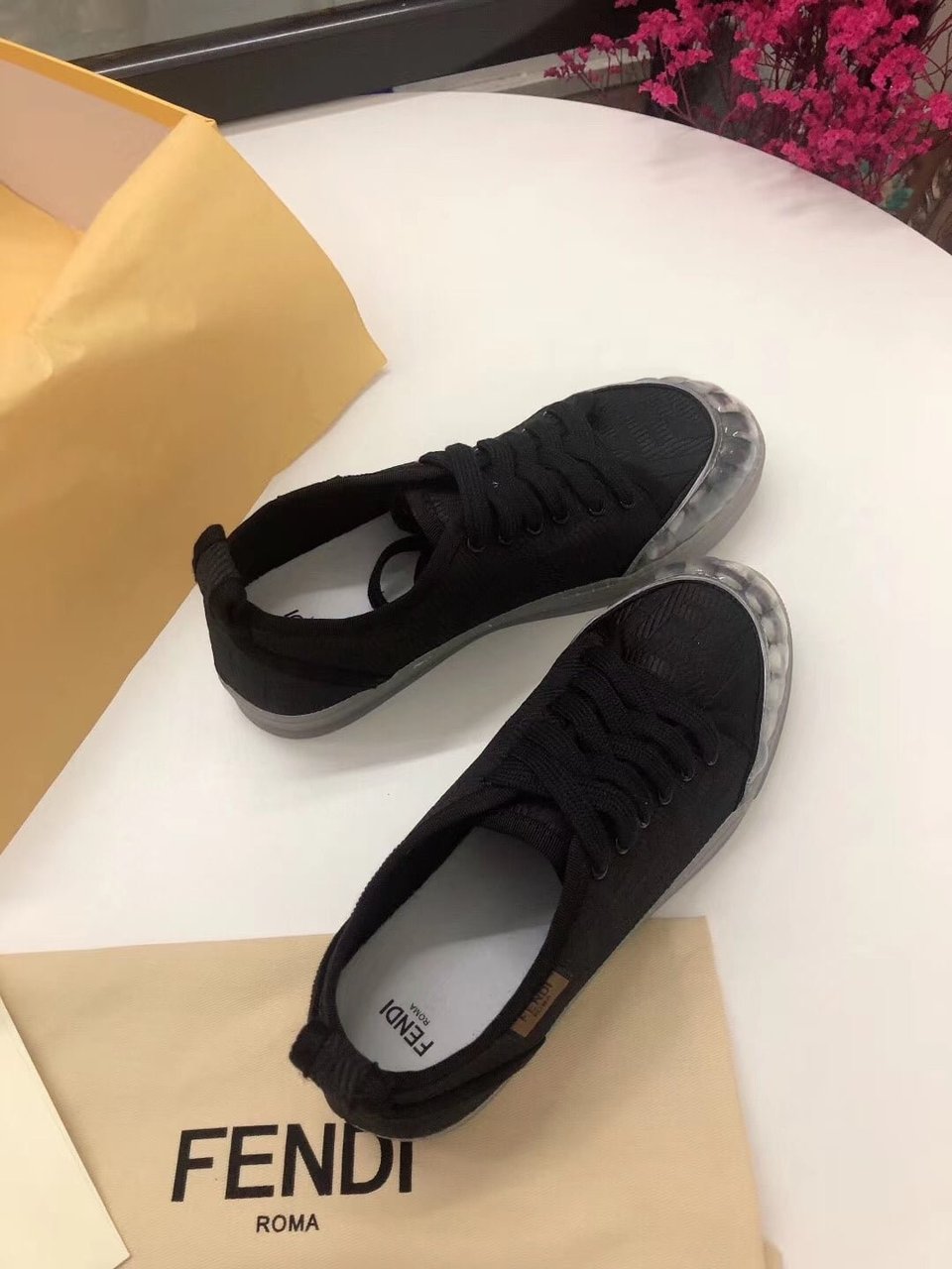 Fendi Corda Low Top Sneaker Tess Canvas Black view 5