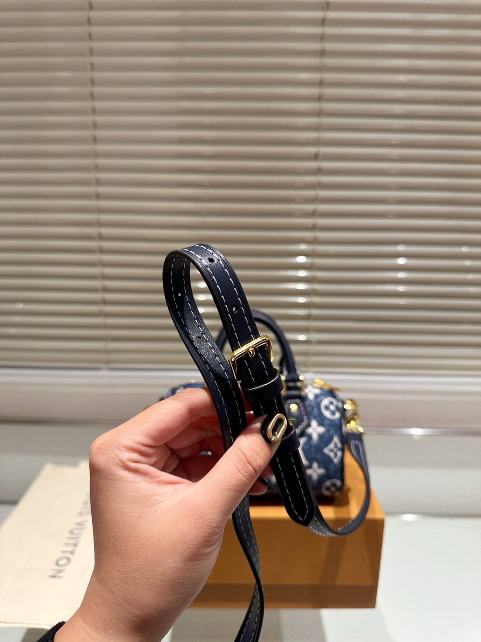 Louis Vuitton Nano Speedy Denim Blue Bag 17Cm M81168 view 7