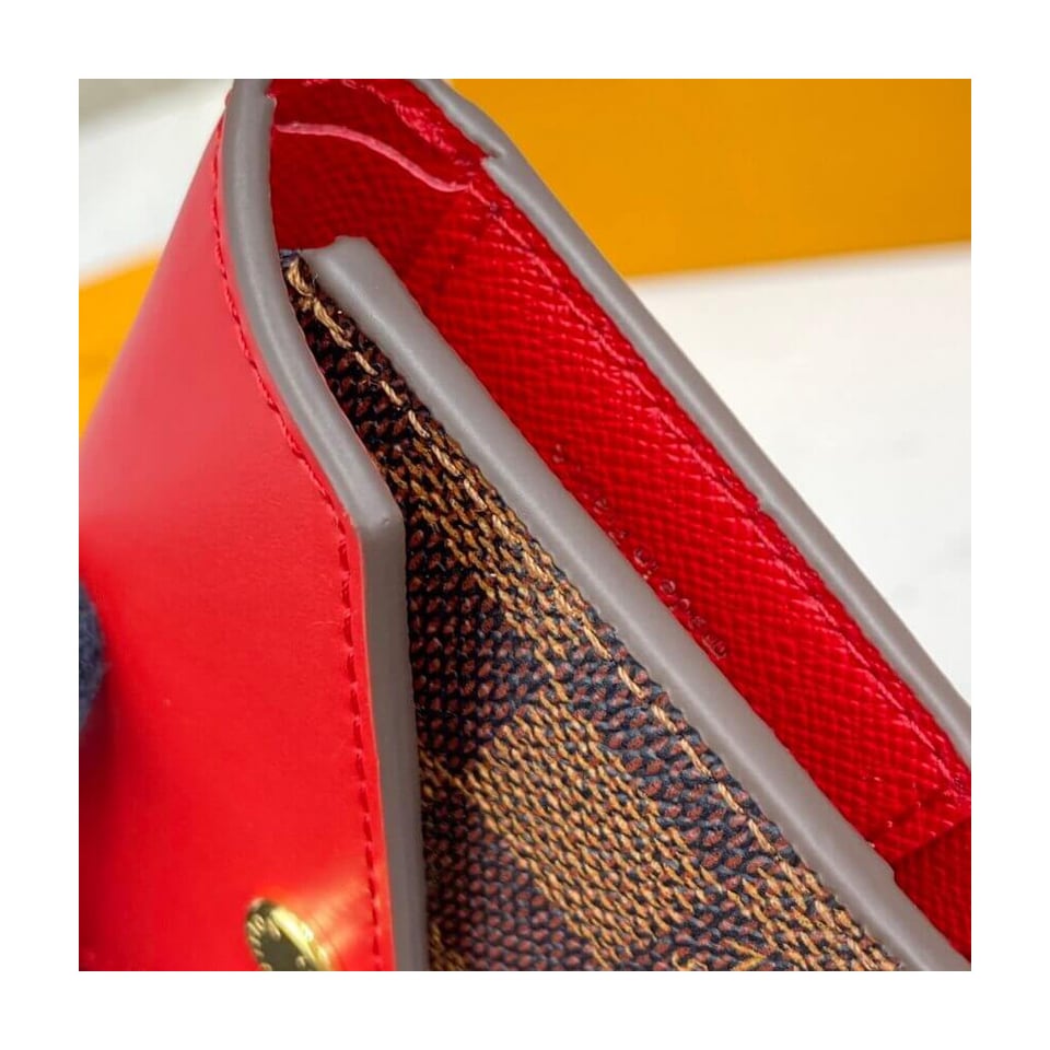 Louis Vuitton Damier Ebene Zoe Wallet Red view 6
