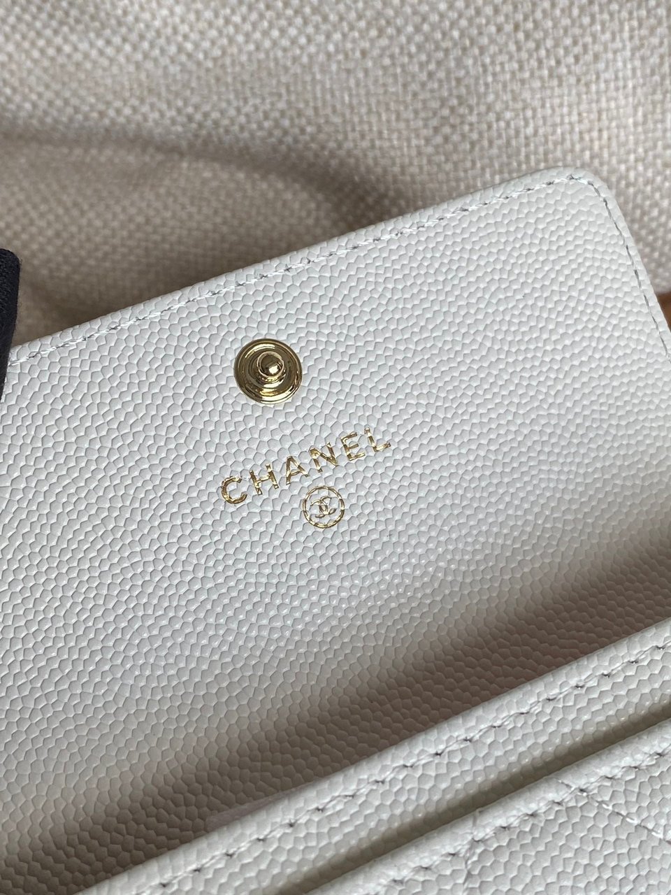Chanel Small Wallet 11Cm White Caviar Light Gold Hardware view 10