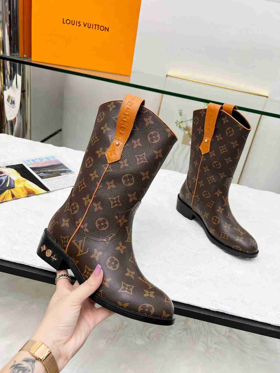 Louis Vuitton Lv Rider Boots Monogram Brown view 6