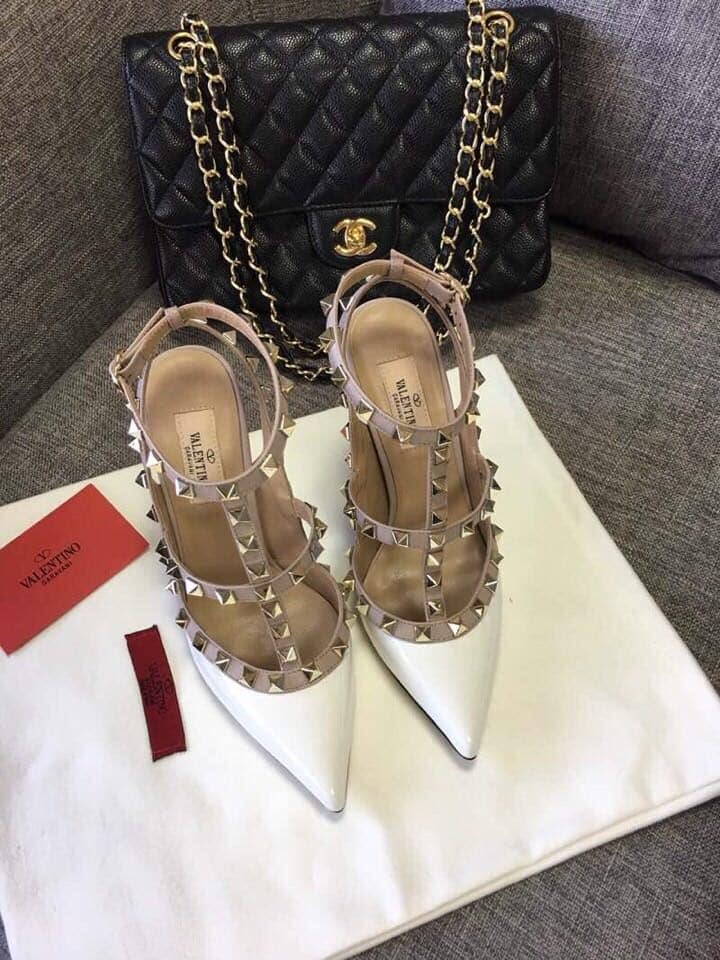 Valentino Patent Rockstud Caged Pump 100Mm Light Ivory Zw2S0393Vnwl62 view 3