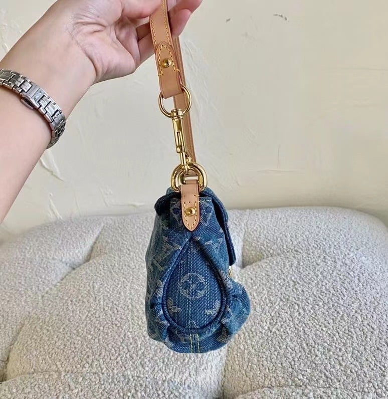 Louis Vuitton Pleaty Handbag Monogram Denim Blue 26Cm M95050 view 8