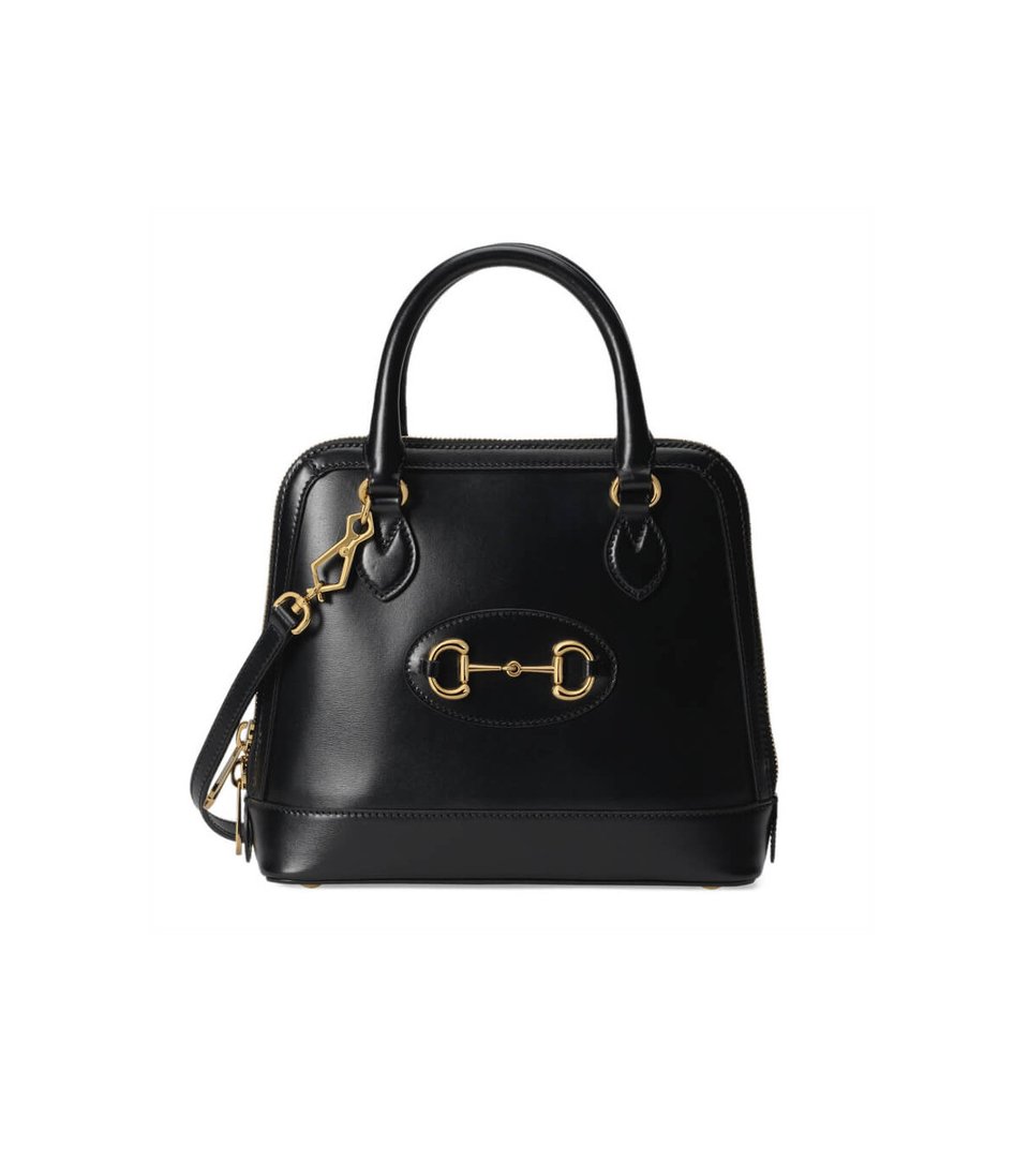 Gucci Horsebit 1955 Small Top Handle Bag in Black Leather
