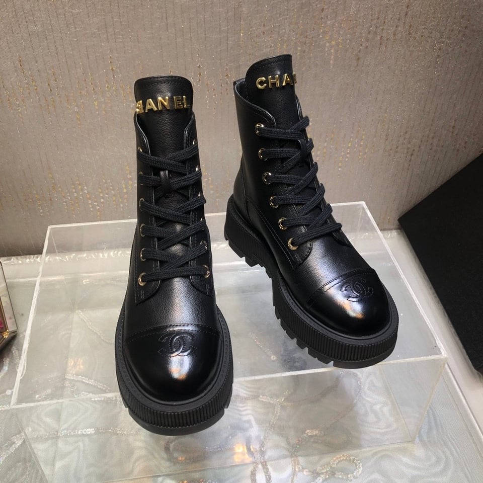 Chanel Cc Lace Up Boot Black G45124 B14018 94305 view 6