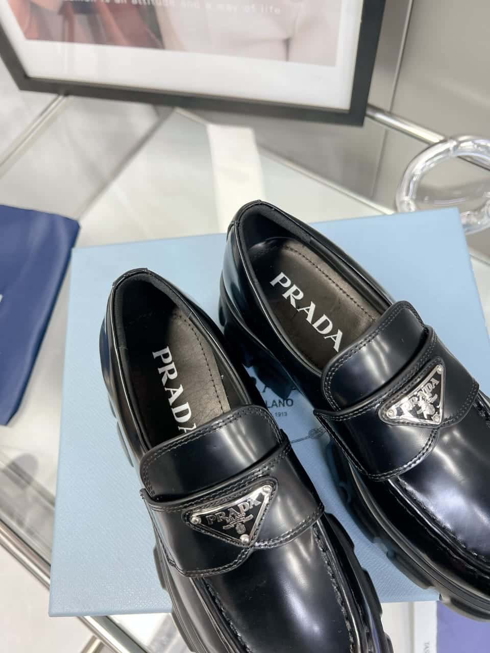Prada Brushed Leather Monolith Loafers 1D649Mb4Lf0002Fb055 view 3