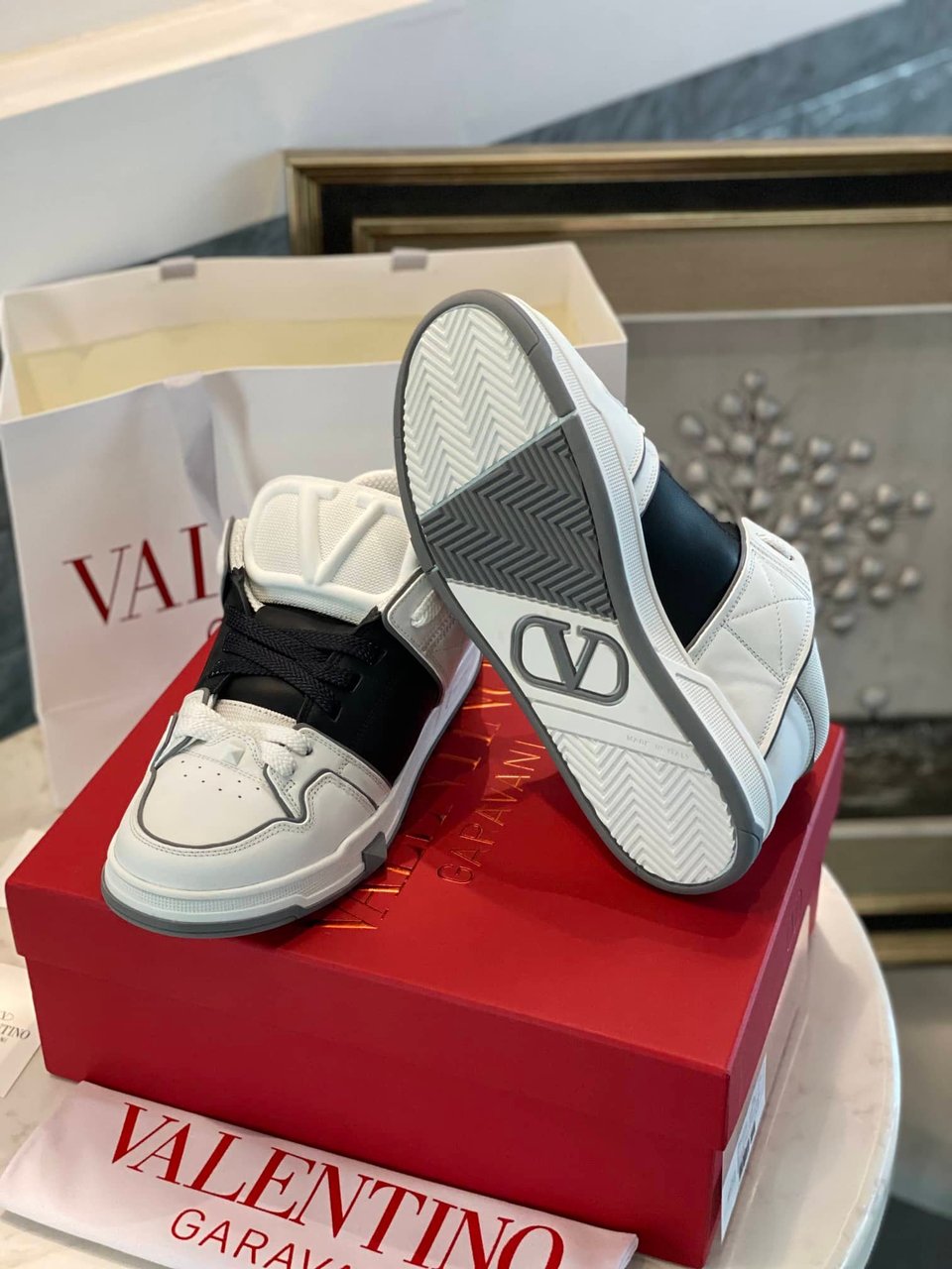 Valentino Garavani Open Skate Sneakers White And Black view 3