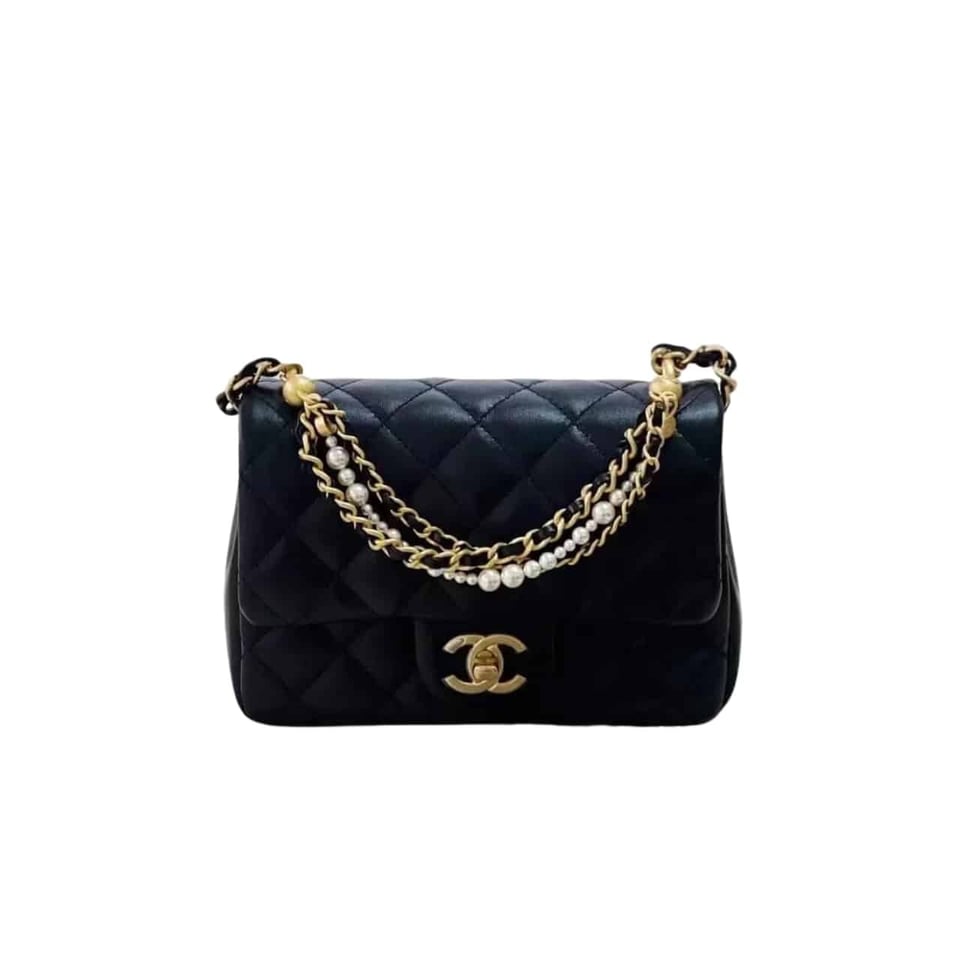 Chanel Flap Bag Gold Hardware With Chain Black 17Cm/6.6in view 2