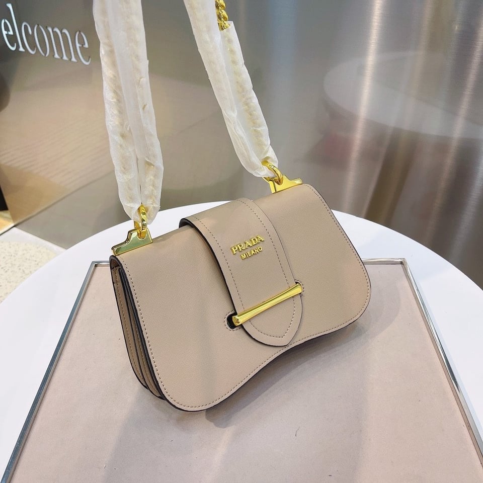 Prada Sidonie Leather Shoulder Bag In Neutral 24Cm view 6