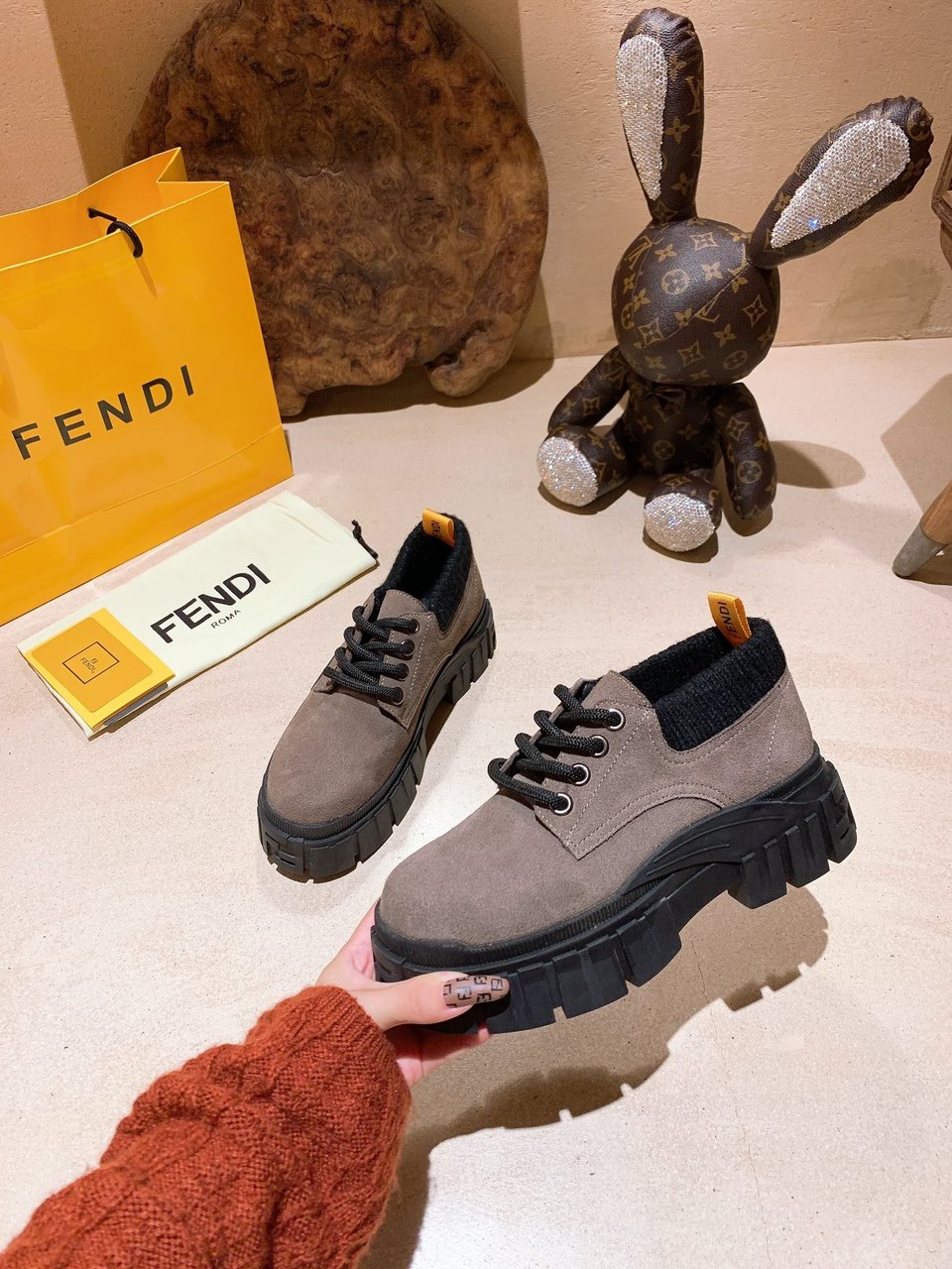 Fendi Force Leather Lace Ups Brown view 6