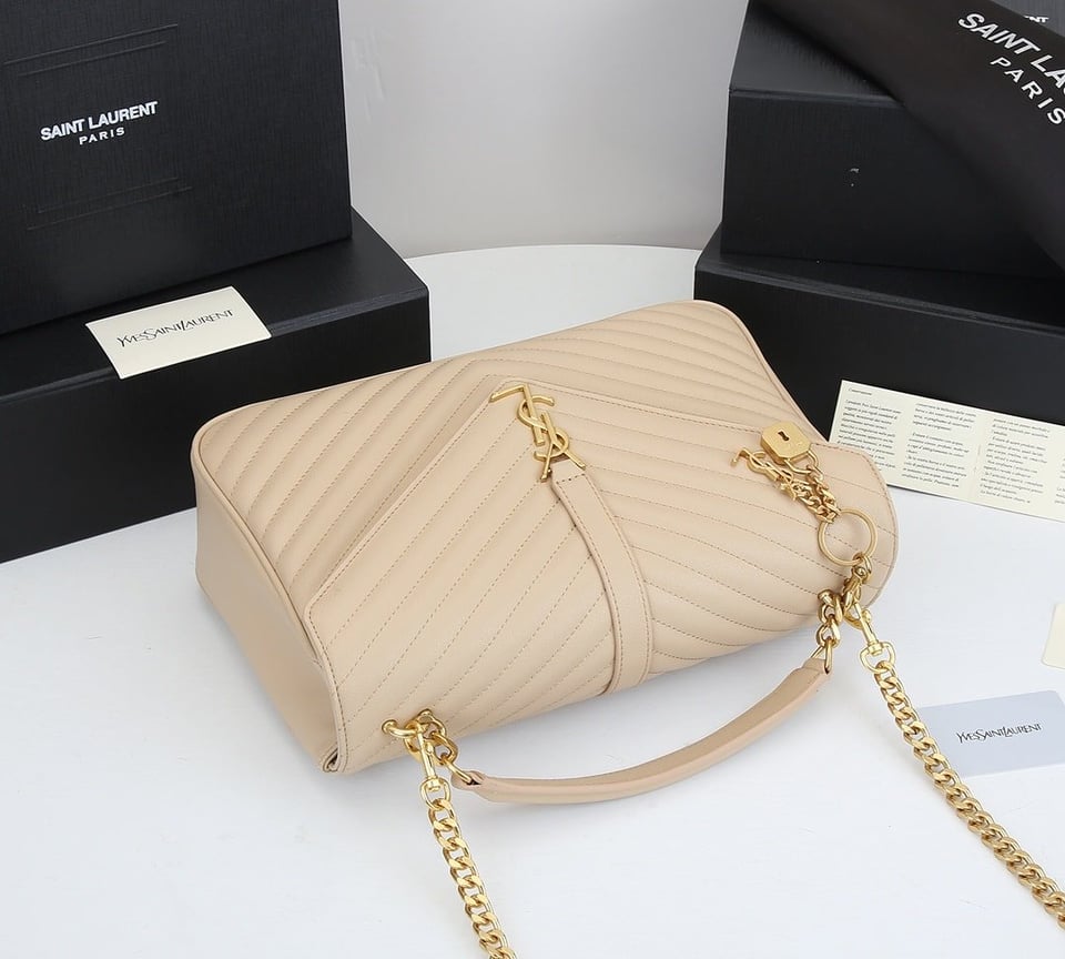 Saint Laurent College Large Chain Bag Beige 25Cm view 9
