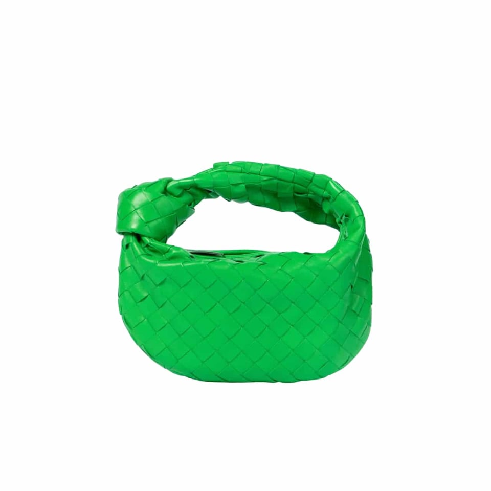 Bottega Veneta Jodie Leather Handle Bag Green 27Cm