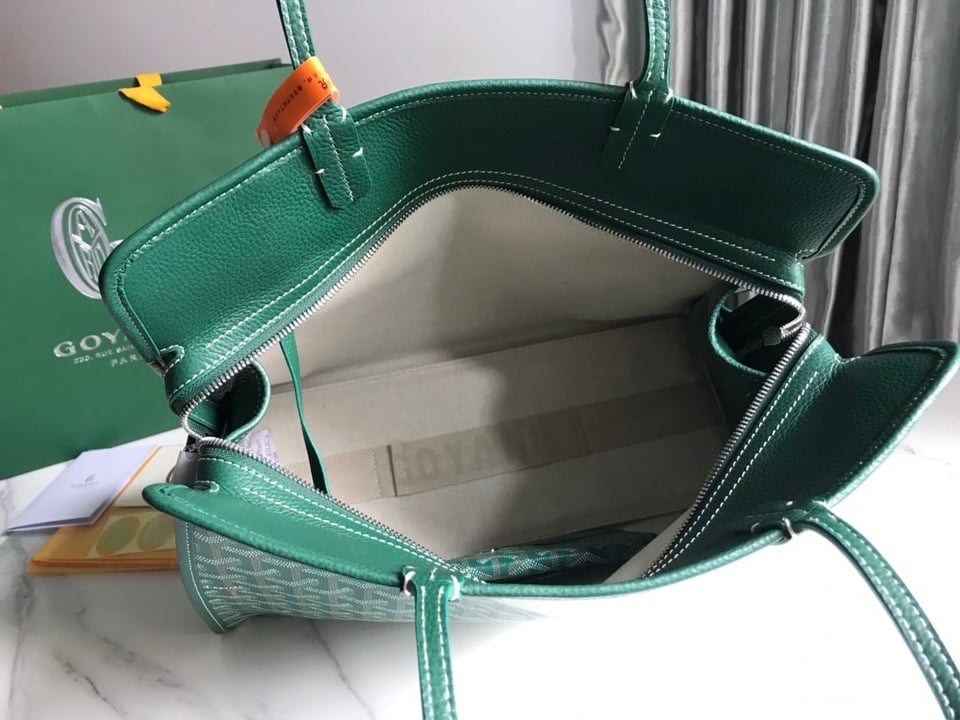 Goyard Hardy Pm Bag 40 Cm Green Goyardine Canvas And Taurillon Leather Trim view 5