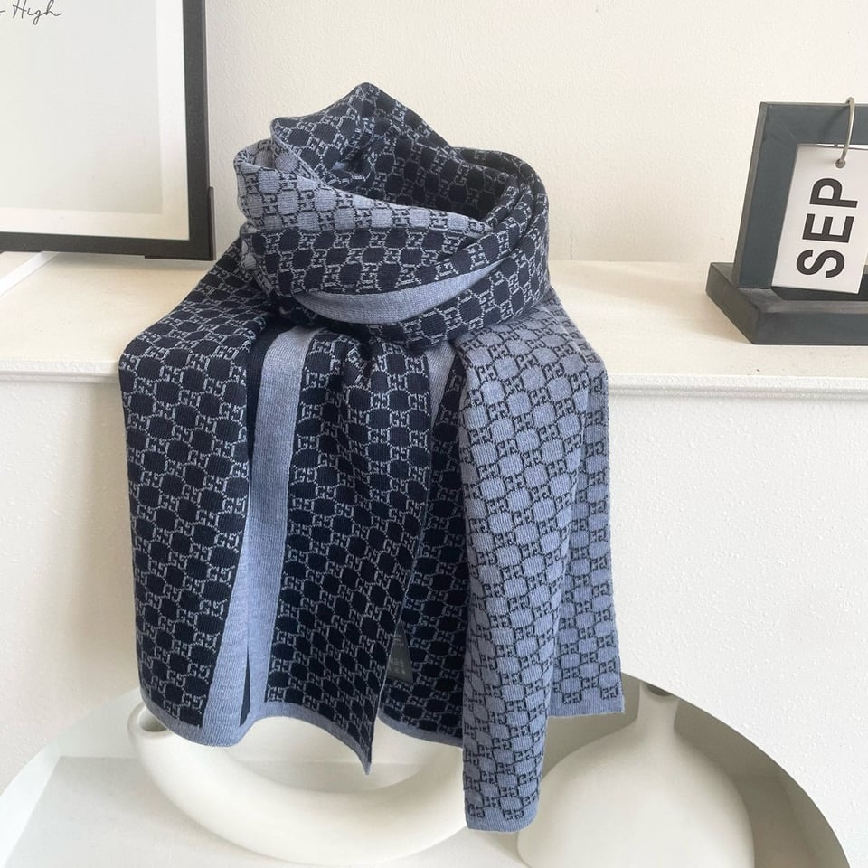 Gucci Cashmere Scarf Pattern Blue For Women 180cm view 2