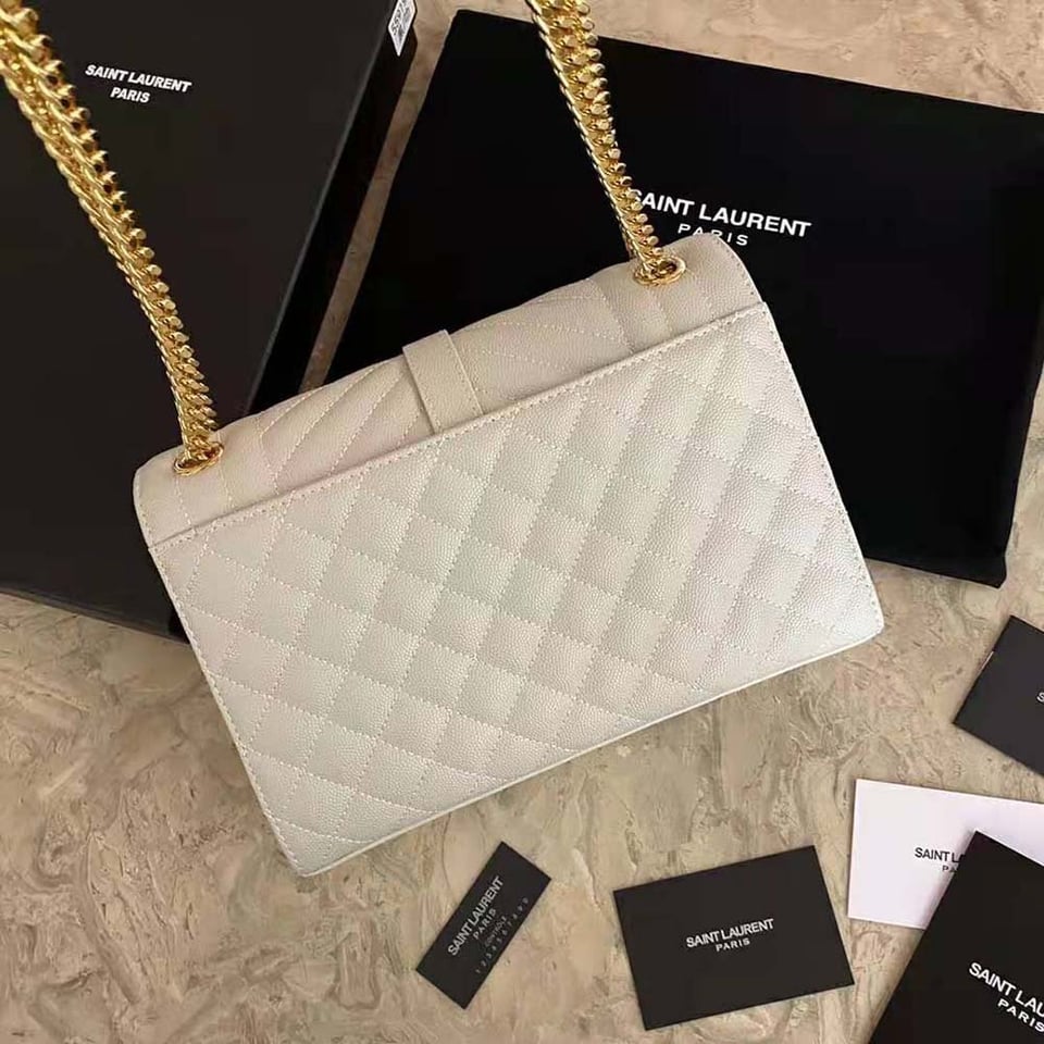 Saint Laurent Envelope Small Bag In Mix Matelasse Grain De Poudre Embossed White view 7