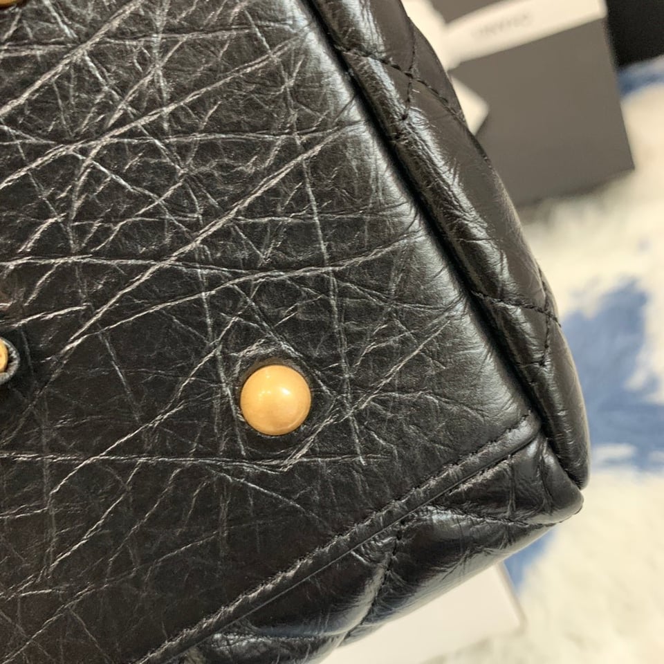 Chanel Shopping Bag 38Cm Black Quilted Aged Calfskin Ghw view 3