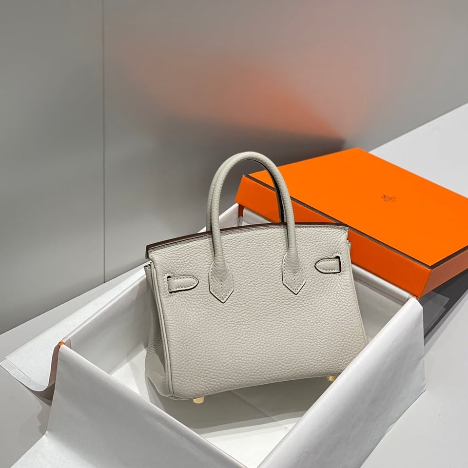 Hermes Birkin 20Cm Pearl Gray Togo Leather Gold Hardware view 7