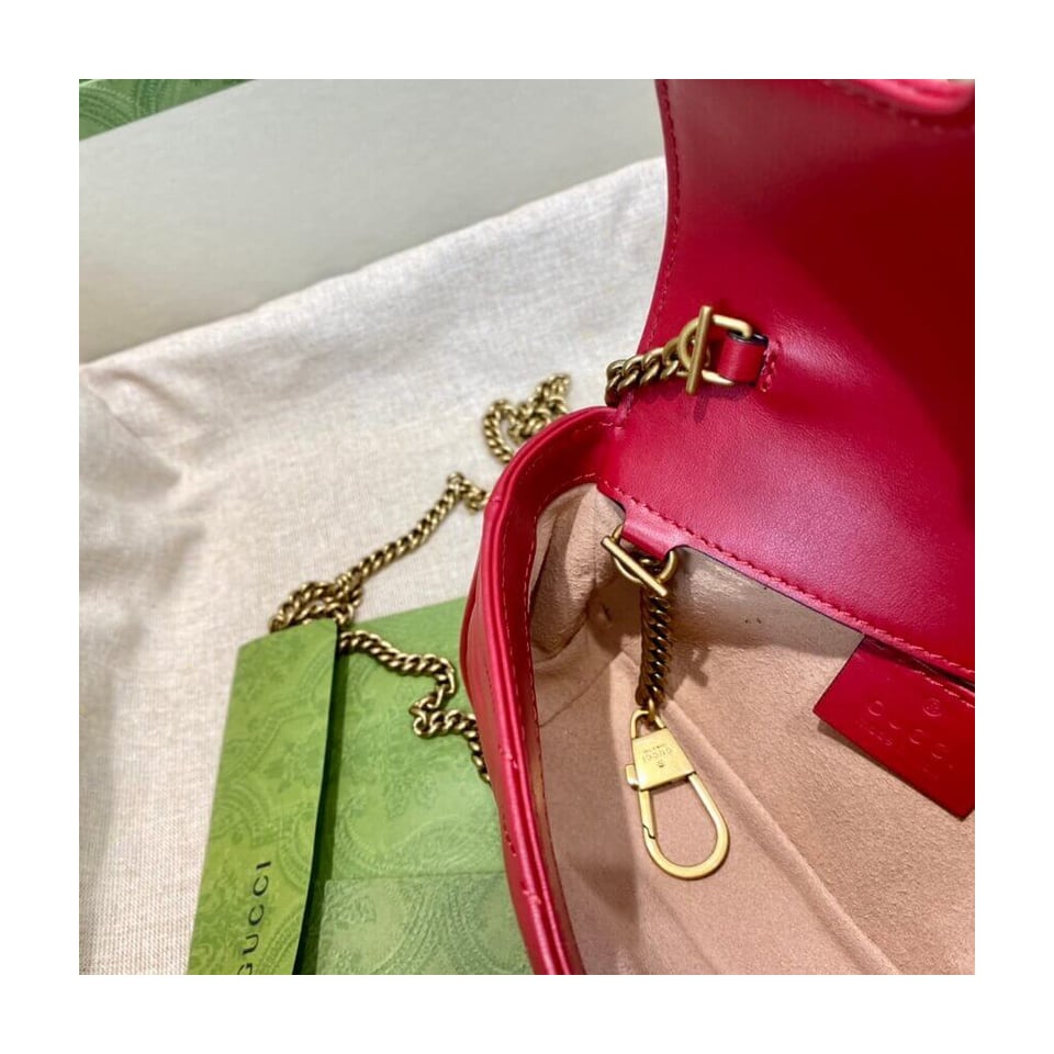 Gucci GG Marmont Matelasse Chevron Leather Super Mini Bag Red view 13