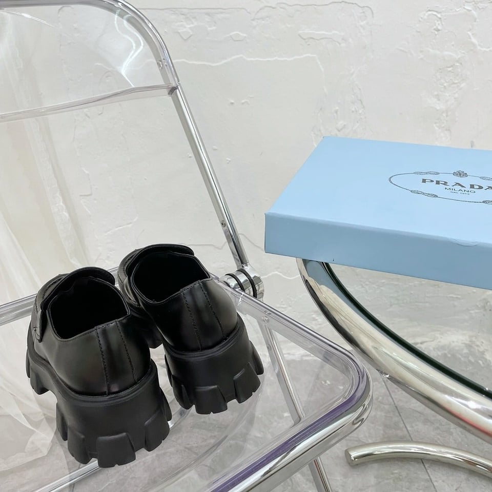 Prada Monolith Brushed Black Leather Loafers 2De129B4Lf0002 view 10