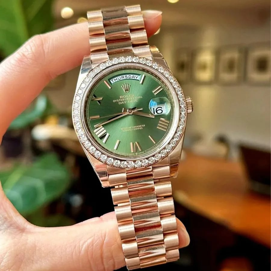 [Superclone] Rolex Day-Date 36mm Olive green Dial President 128345RBR view 3