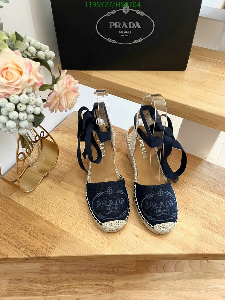 Prada Linen Espadrille Wedge Sandals Blue view 3