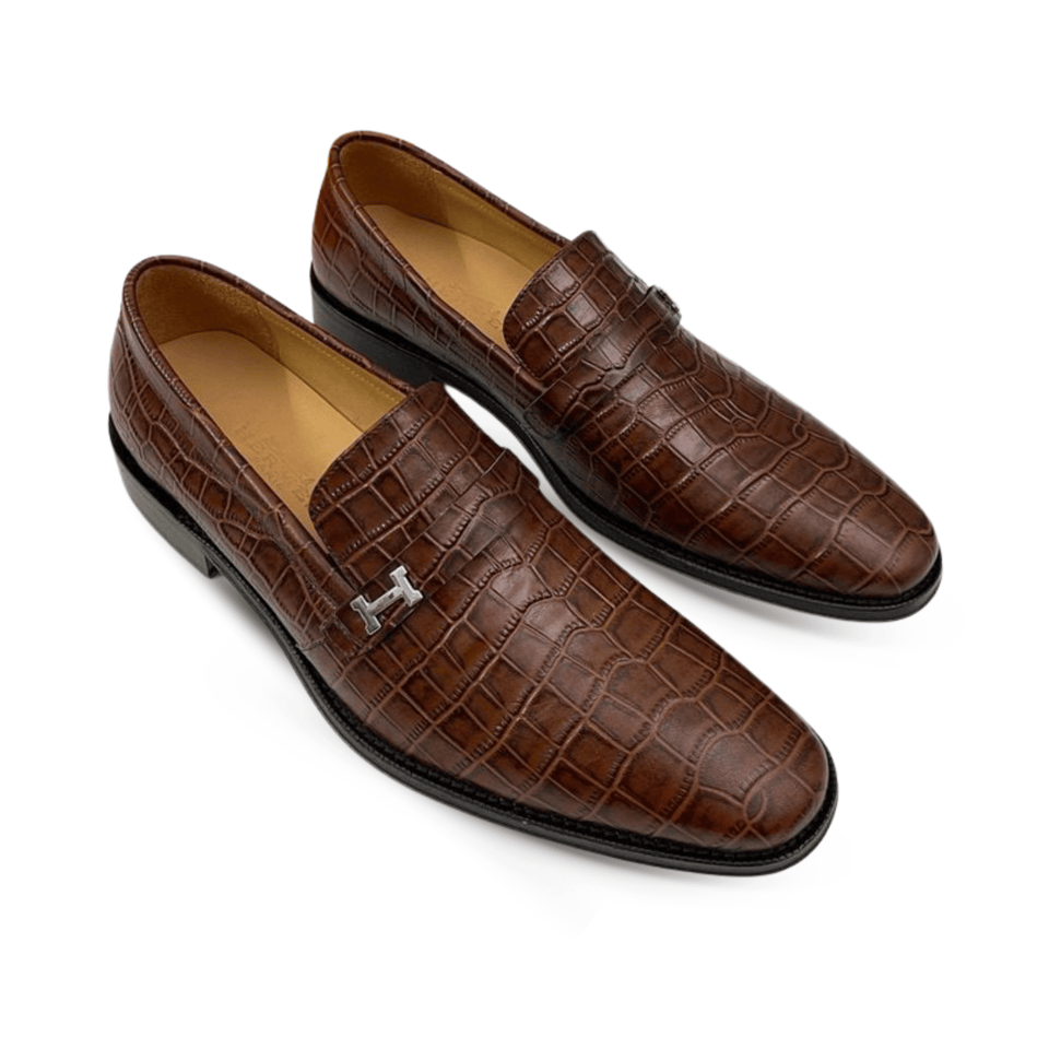 Hermès Crocodile Leather Loafers Brown Signature H Buckle- Shoes for Men view 2