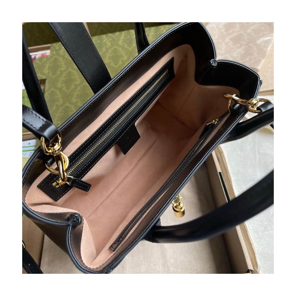 Gucci Jackie 1961 Medium Tote Bag in Black Leather 30cm view 17
