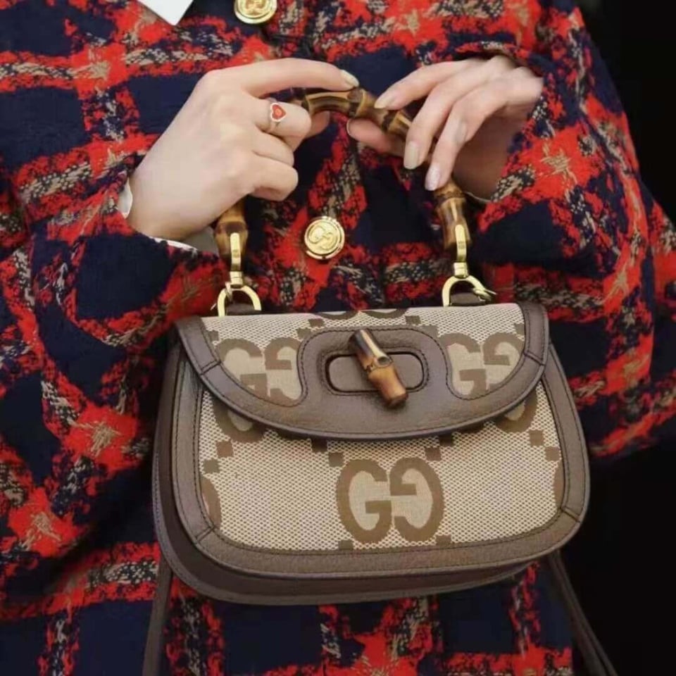 Gucci Bamboo 1947 Jumbo GG Small Top Handle Bag view 8
