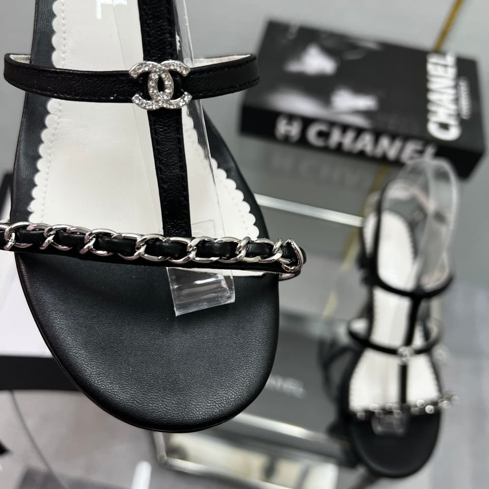 Chanel Sandals Metal Black G39645 X01000 94305 view 6