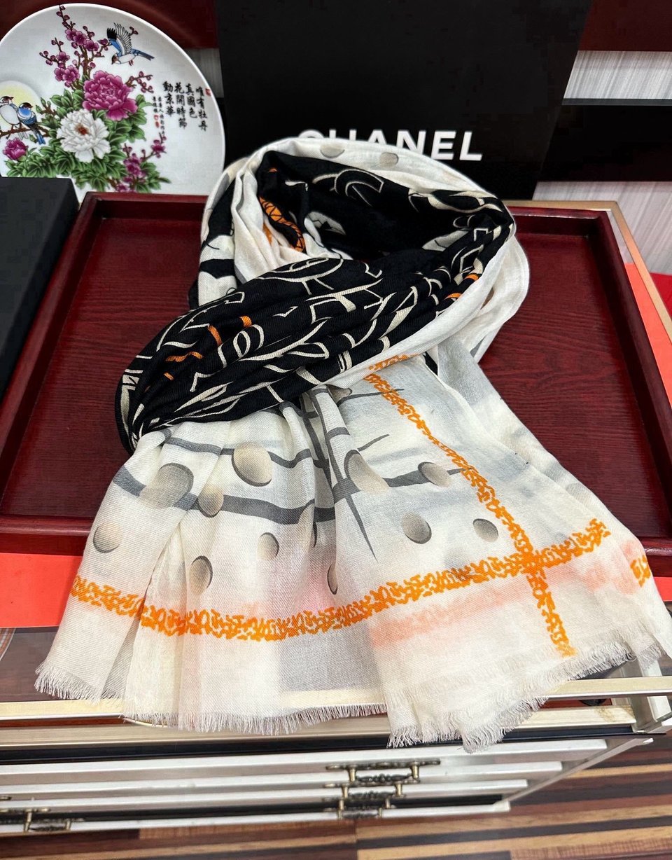 Chanel Silk Floral Motif Beige For Women 200cm view 2