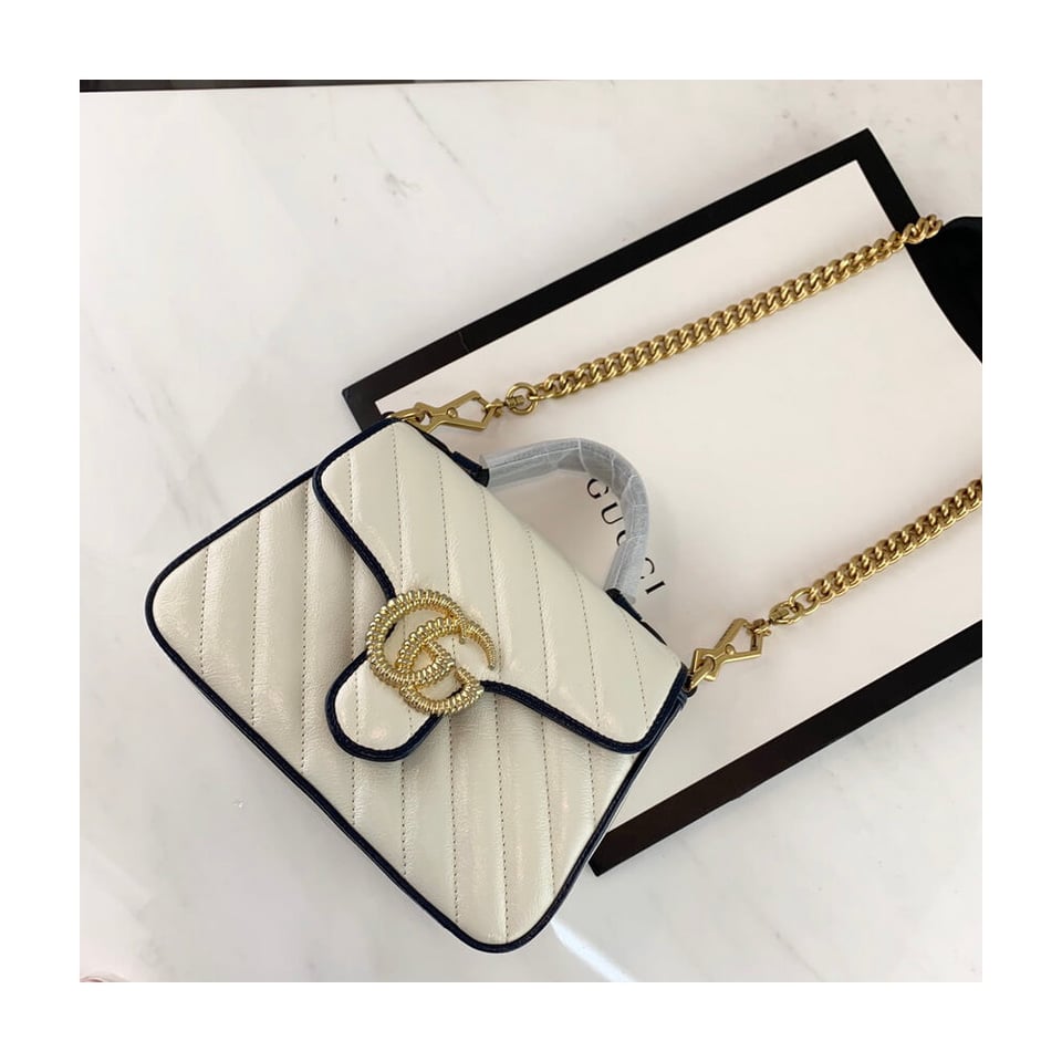 Gucci GG Marmont Mini Top Handle Bag White view 9