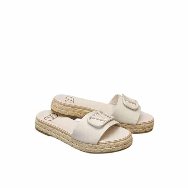 Valentino Garavani Vlogo Signature Slide Sandals White view 2