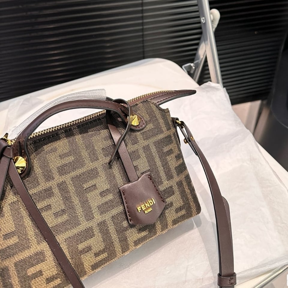 Fendi By The Way Soft Medium Brown Ff Jacquard Fabric Bag 27Cm view 4