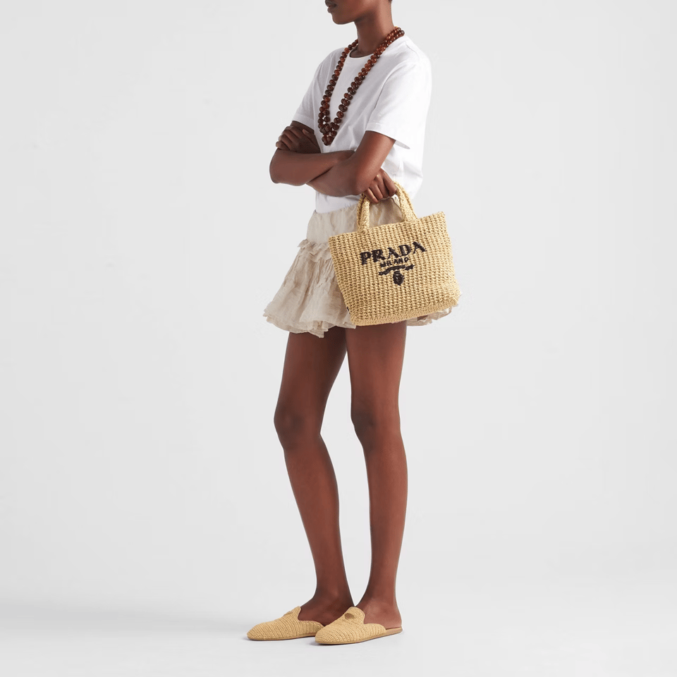 Prada Small Crochet Logo Tote Bag 24cm view 9